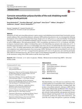 Corrosive Extracellular Polysaccharides of the Rock‑Inhabiting Model Fungus Knufa Petricola