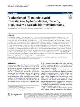 Production of (R)-Mandelic Acid from Styrene, L-Phenylalanine, Glycerol