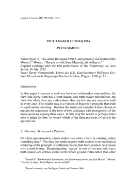 Page 17 TRUTH-MAKER OPTIMALISM PETER SIMONS Kaiser Josef