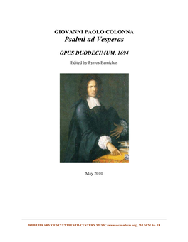 Giovanni Paolo Colonna "Psalmi Ad Vesperas" Op. 12: Introduction