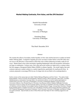Market Making Contracts, Firm Value, and the IPO Decision*