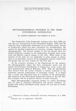 Phytogeographical Patterns in the Tribe Eupatorieae (Asteraceae)