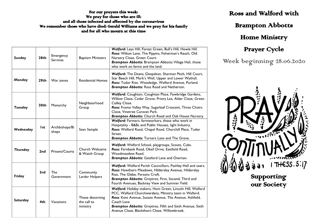 Ross and Walford with Brampton Abbotts Home Ministry Prayer Cycle