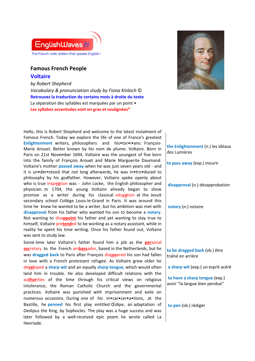 Famous French People Voltaire