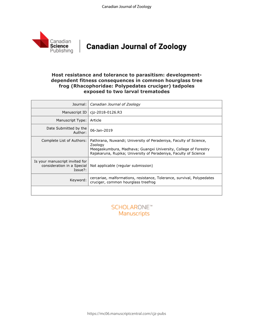 Host Resistance and Tolerance to Parasitism