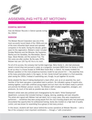 Assembling Hits at Motown