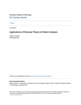Applications of Renewal Theory to Pattern Analysis