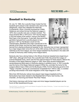 Baseball in Kentucky