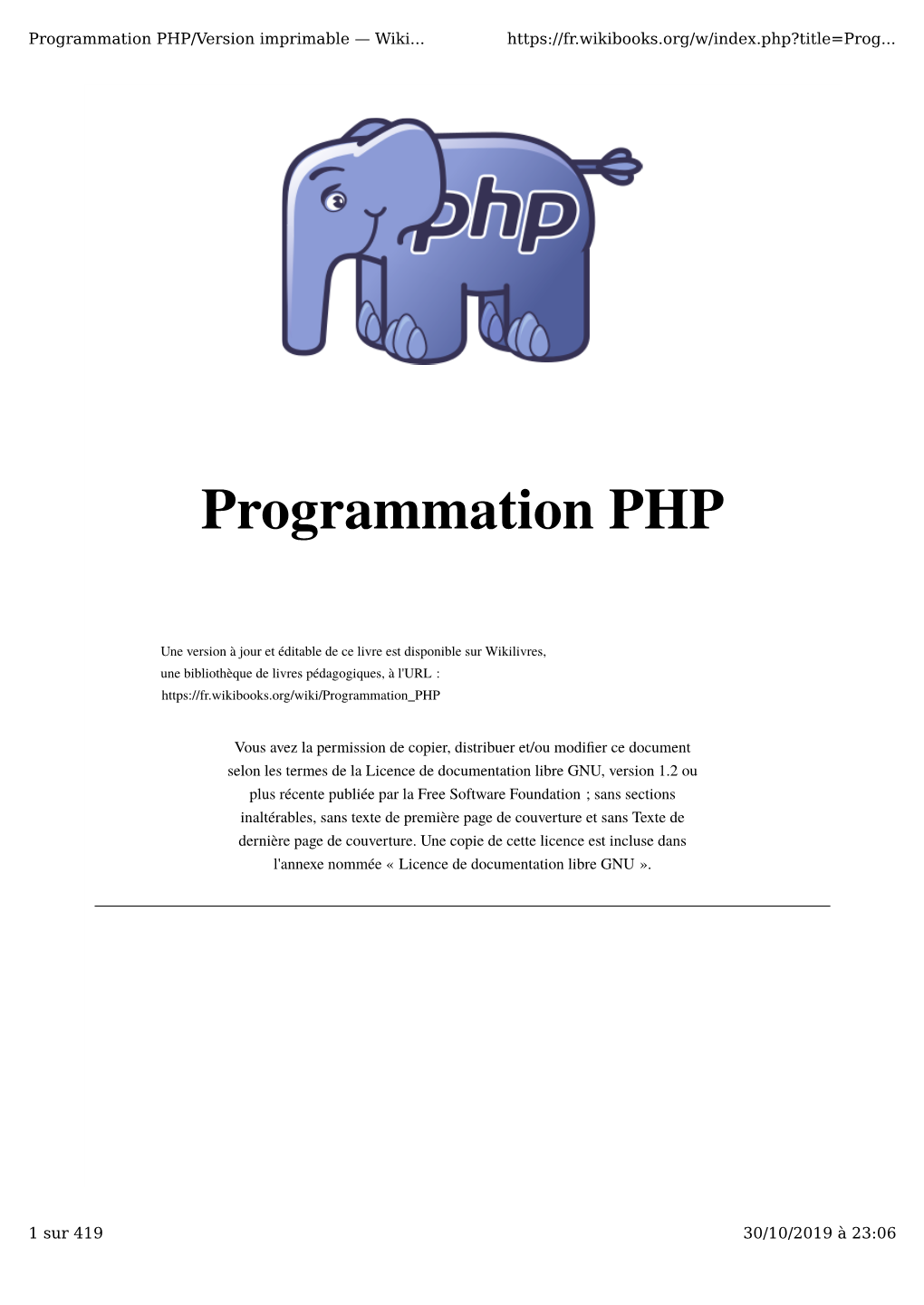 Programmation PHP/Version Imprimable — Wiki
