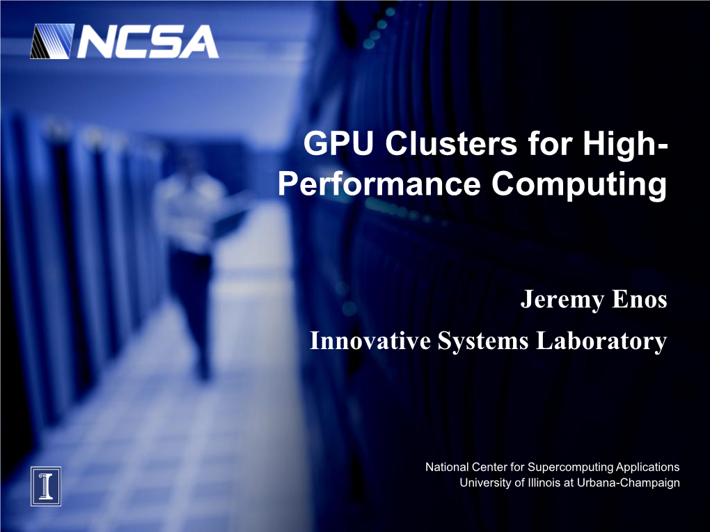 GPU Clusters at NCSA