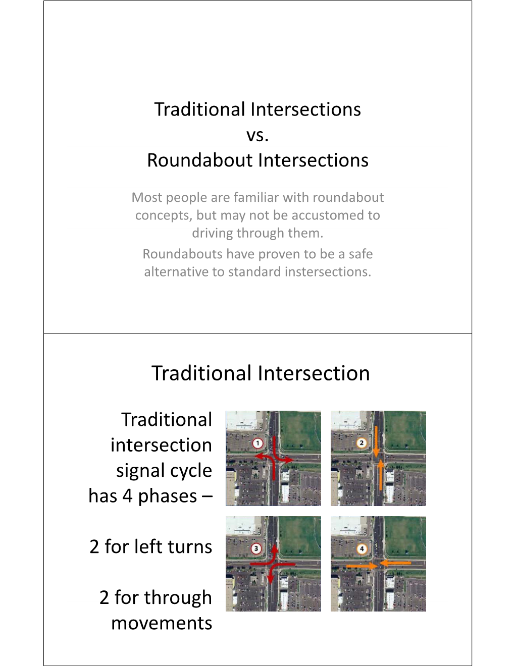 T Diti Li T Ti Traditional Intersections Vs. Roundabout Intersections