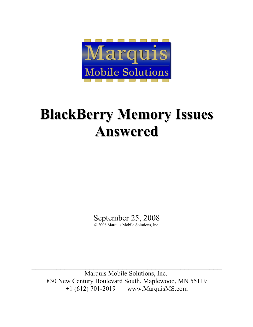 Blackberry Memory Issues Answered