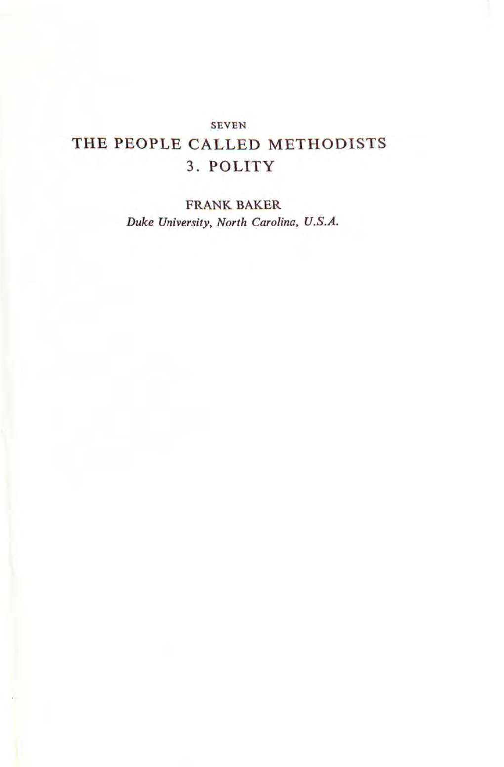 The People Called Methodists 3. Polity