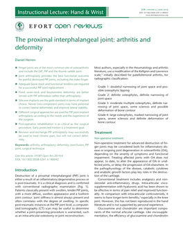 The Proximal Interphalangeal Joint: Arthritis and Deformity