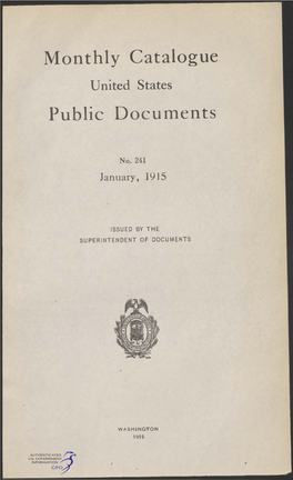 Monthly Catalogue, United States Public Documents, January 1915