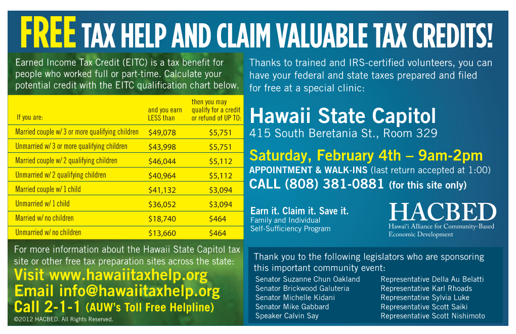 Freetax Help and Claim Valuable Tax Credits!