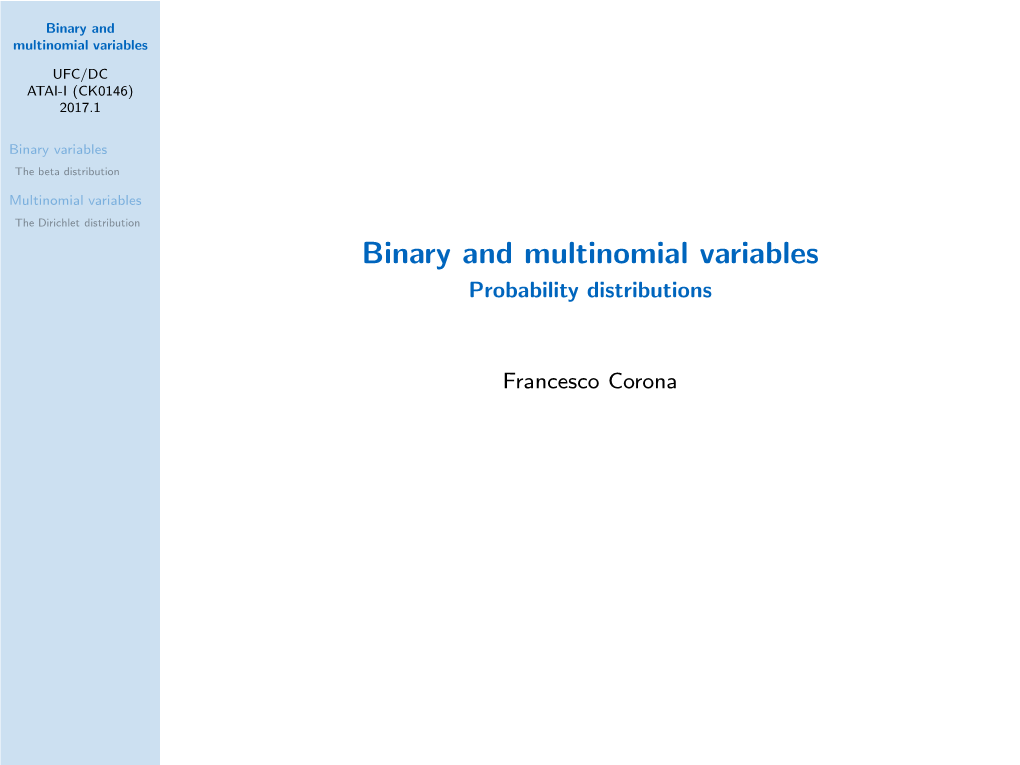 Binary and Multinomial Variables