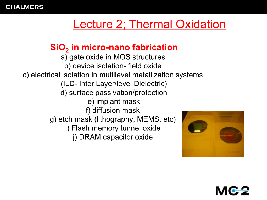 Thermal Oxidation, RTP and Implantation