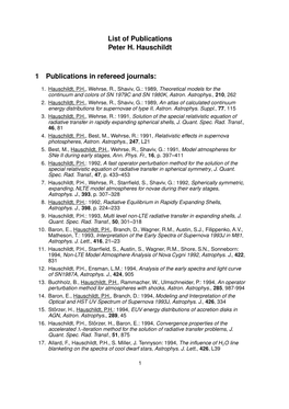 List of Publications Peter H. Hauschildt 1 Publications In