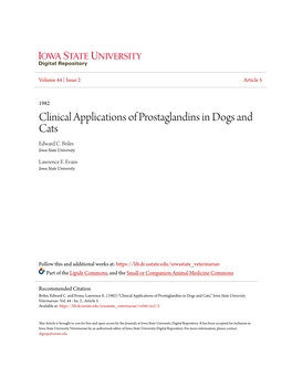 Clinical Applications of Prostaglandins in Dogs and Cats Edward C