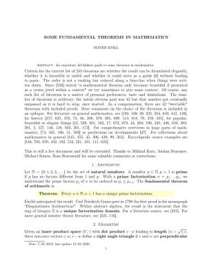 Fundamental Theorems in Mathematics