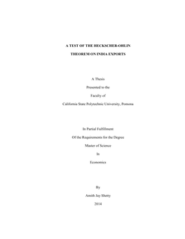 A Test of the Heckscher-Ohlin Theorem on India Exports