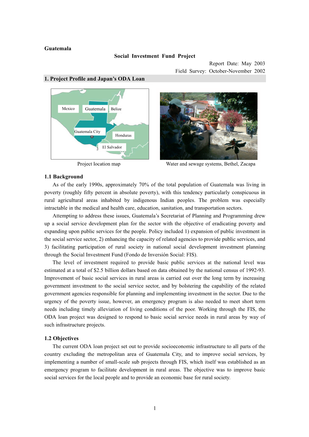 Guatemala Social Investment Fund Project 1. Project Profile And