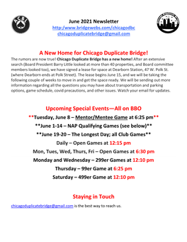 A New Home for Chicago Duplicate Bridge!