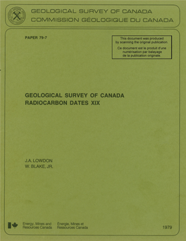 Geological Survey of Canada Radiocarbon Dates Xix