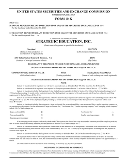 STRATEGIC EDUCATION, INC. (Exact Name of Registrant As Specified in Its Charter)