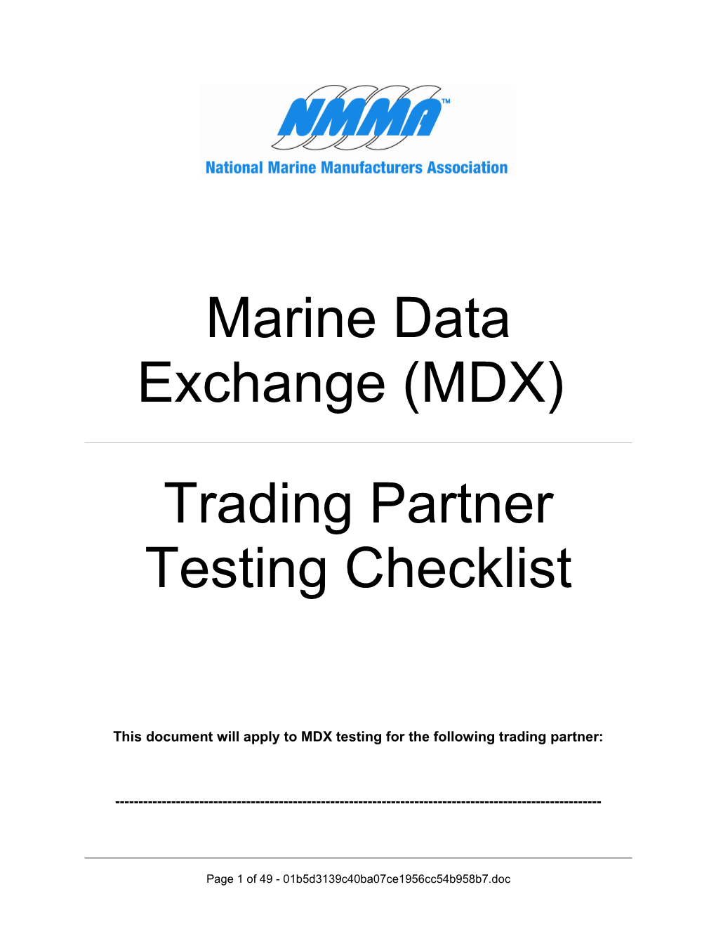 NMMA MDX Trading Partner Checklist