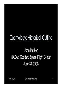 Cosmology: Historical Outline
