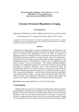 Systemic Structural Hypothesis of Aging