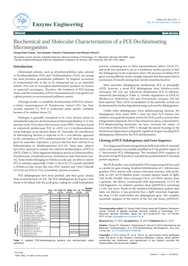 Biochemical and Molecular Characterization of a PCE