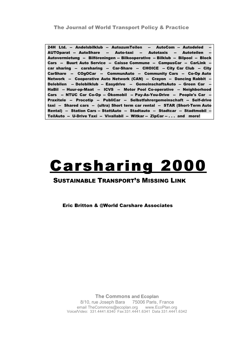 2000 – Car Sharing 2000