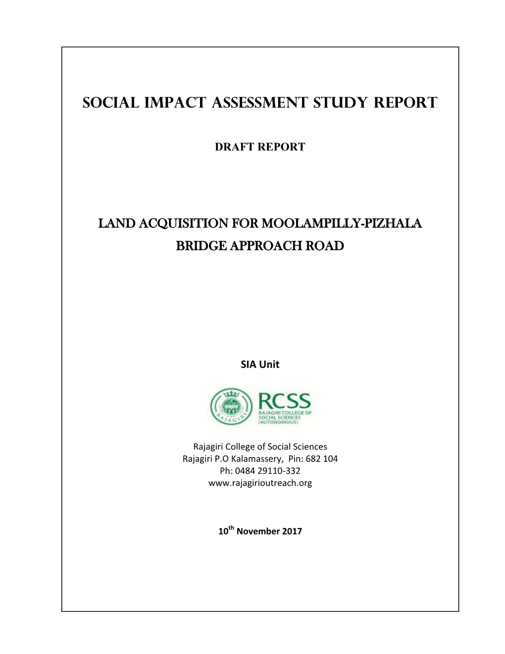 Social Impact Assessment Study Report