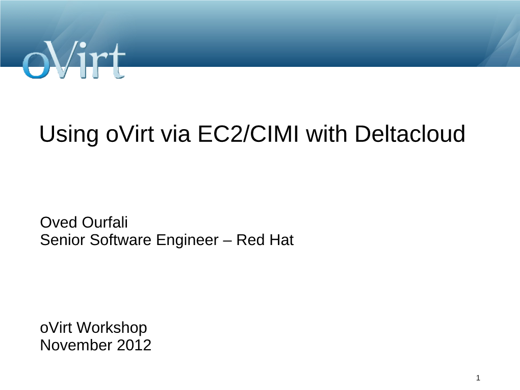 Using Ovirt Via EC2/CIMI with Deltacloud