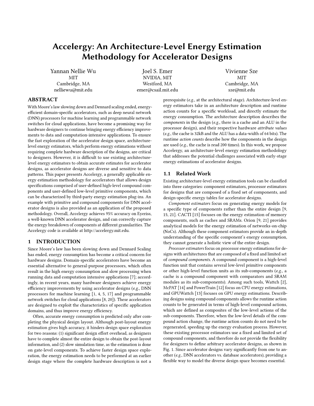 An Architecture-Level Energy Estimation Methodology for Accelerator Designs