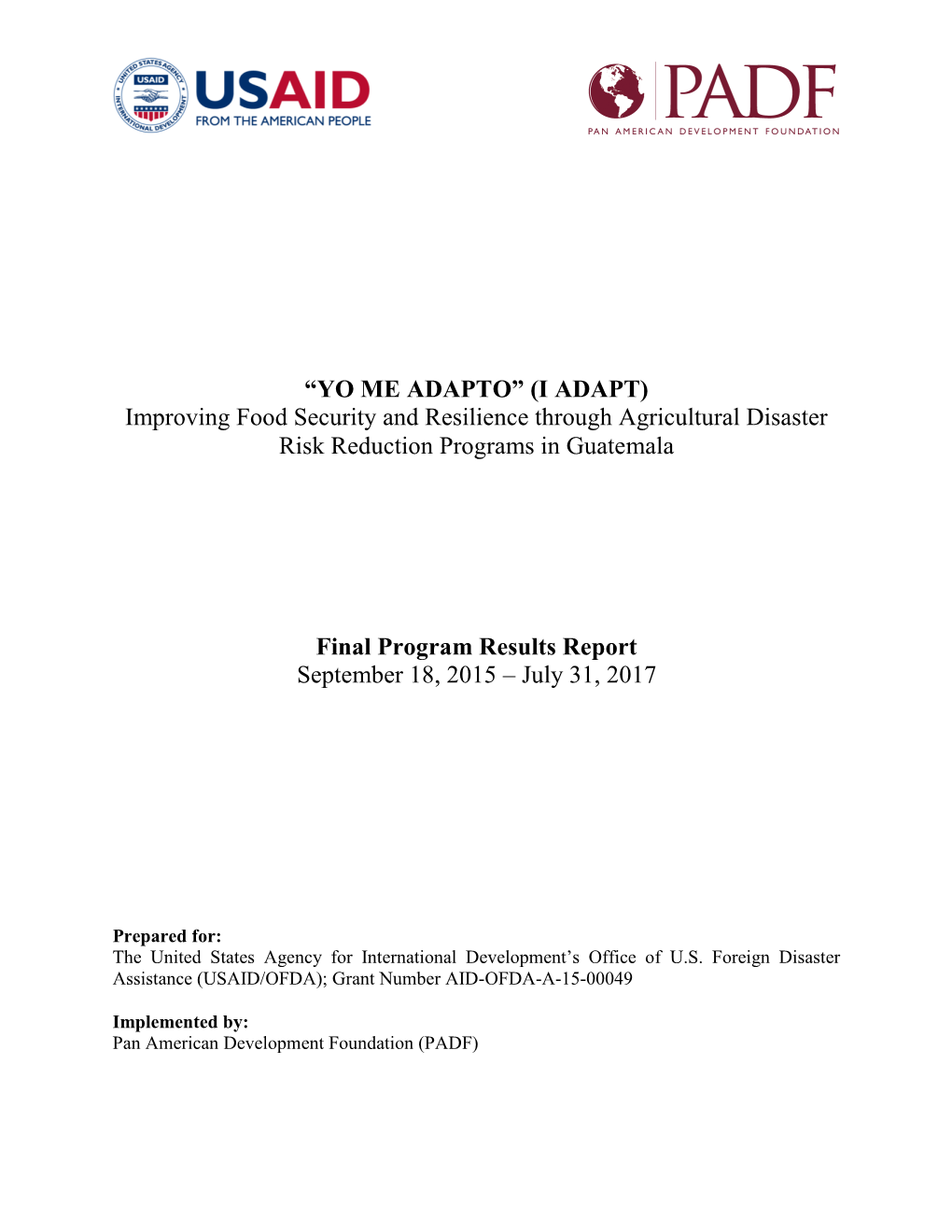 Improving Food Security and Resilience Through Agricultural Disaster Risk Reduction Programs in Guatemala