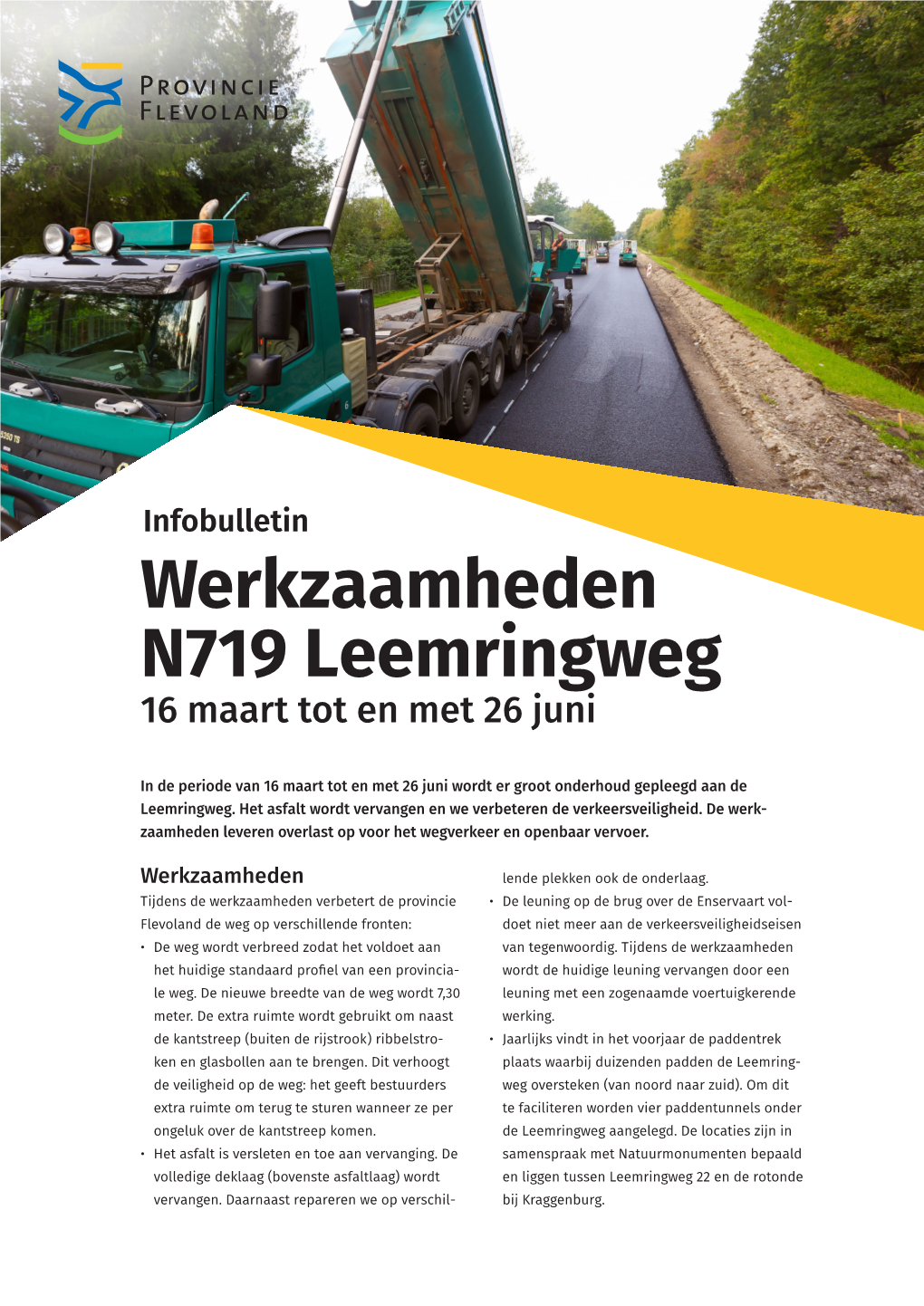 Infobulletin Werkzaamheden N719 Leemringweg 16 Maart Tot En Met 26 Juni