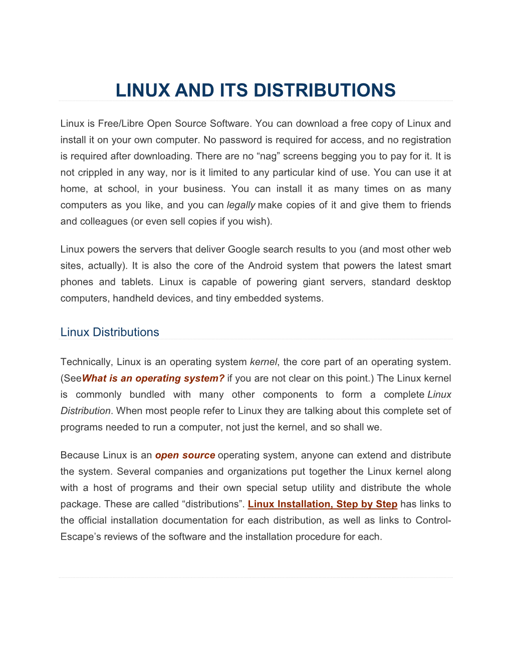 Linux and Its Distributions