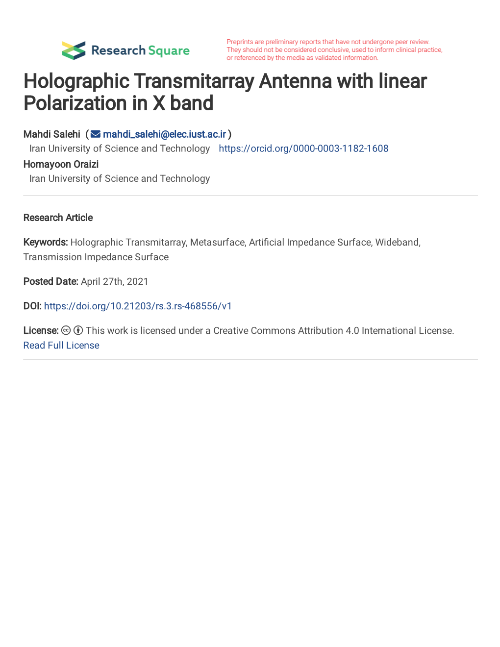 Holographic Transmitarray Antenna with Linear Polarization in X Band