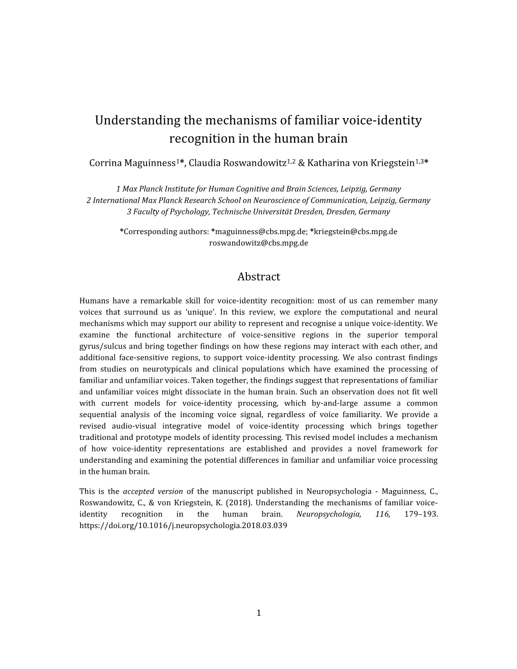 Understanding the Mechanisms of Familiar Voice-Identity Recognition in the Human Brain