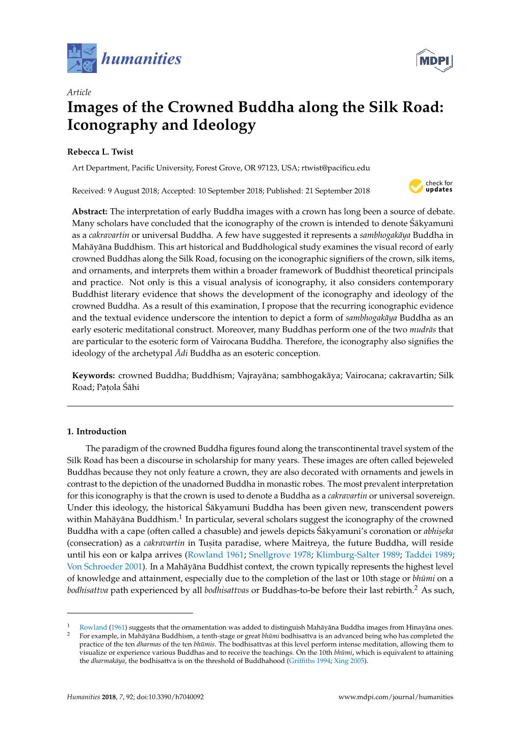 Images of the Crowned Buddha Along the Silk Road: Iconography and Ideology