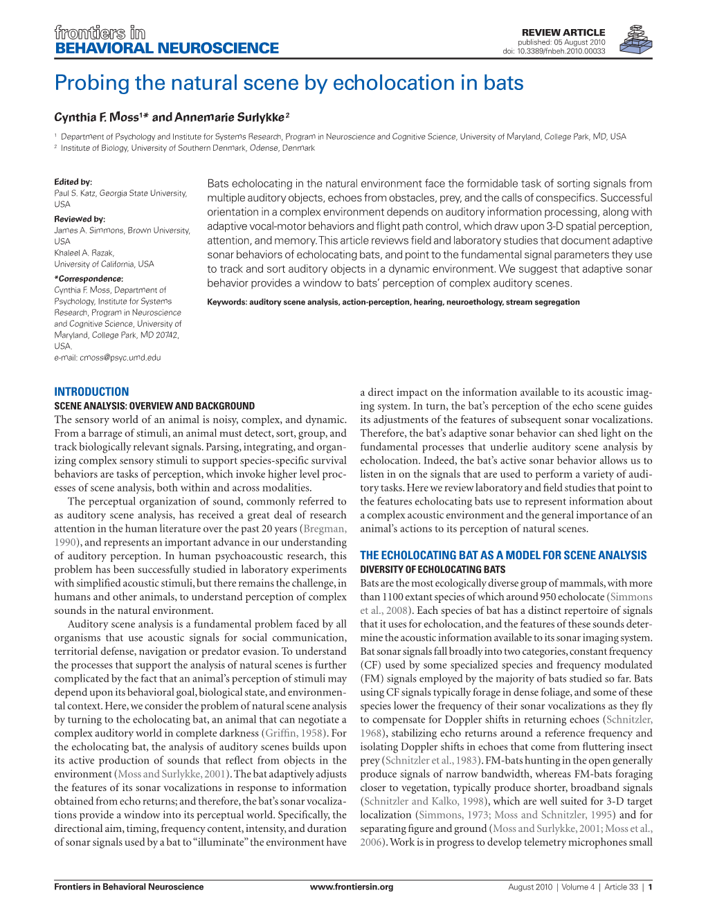 Probing the Natural Scene by Echolocation in Bats