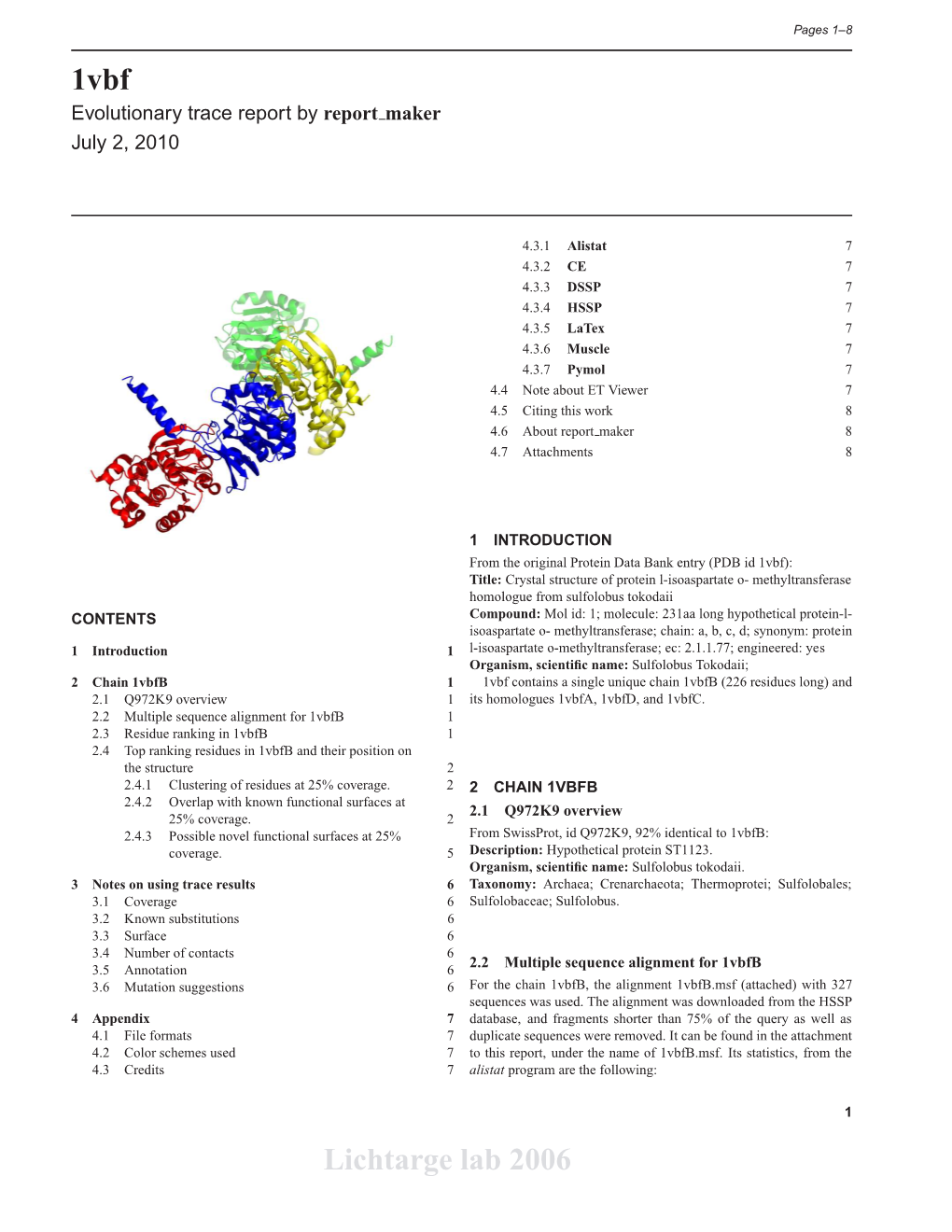 1Vbf Lichtarge Lab 2006