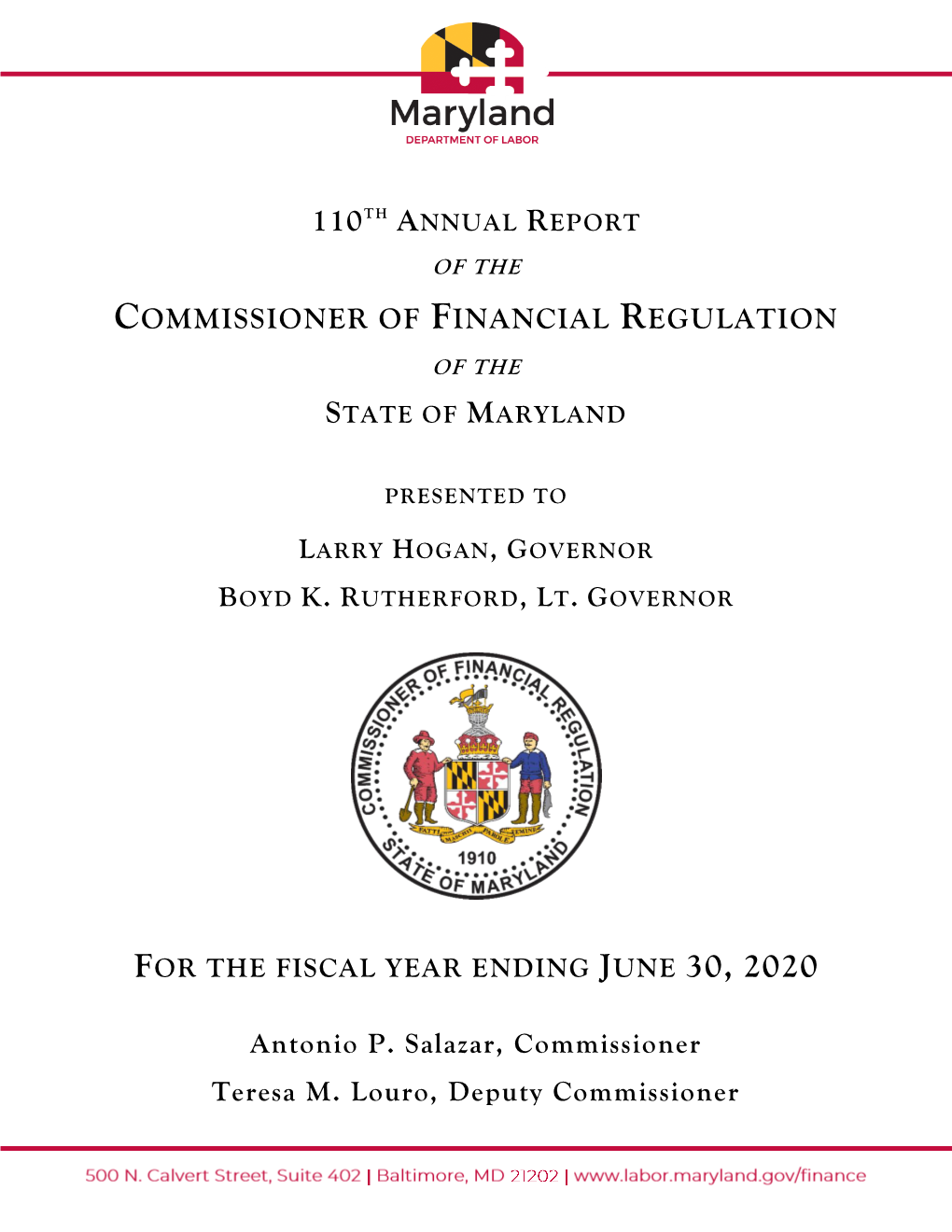 Commissioner of Financial Regulation of the State of Maryland