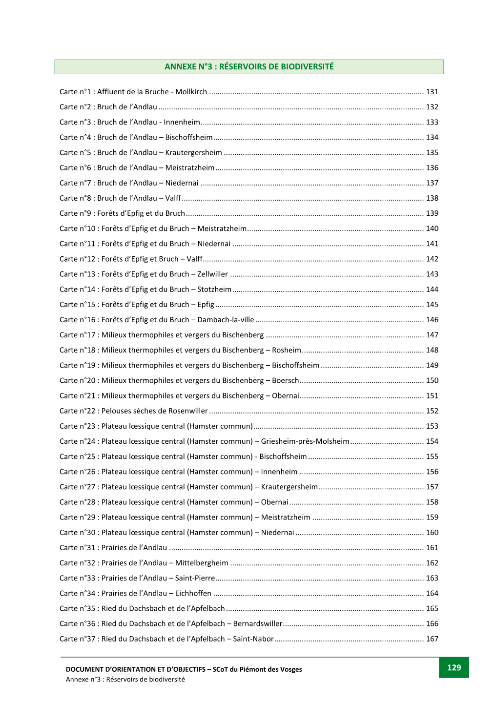 129 Annexe N°3 : Réservoirs De Biodiversité