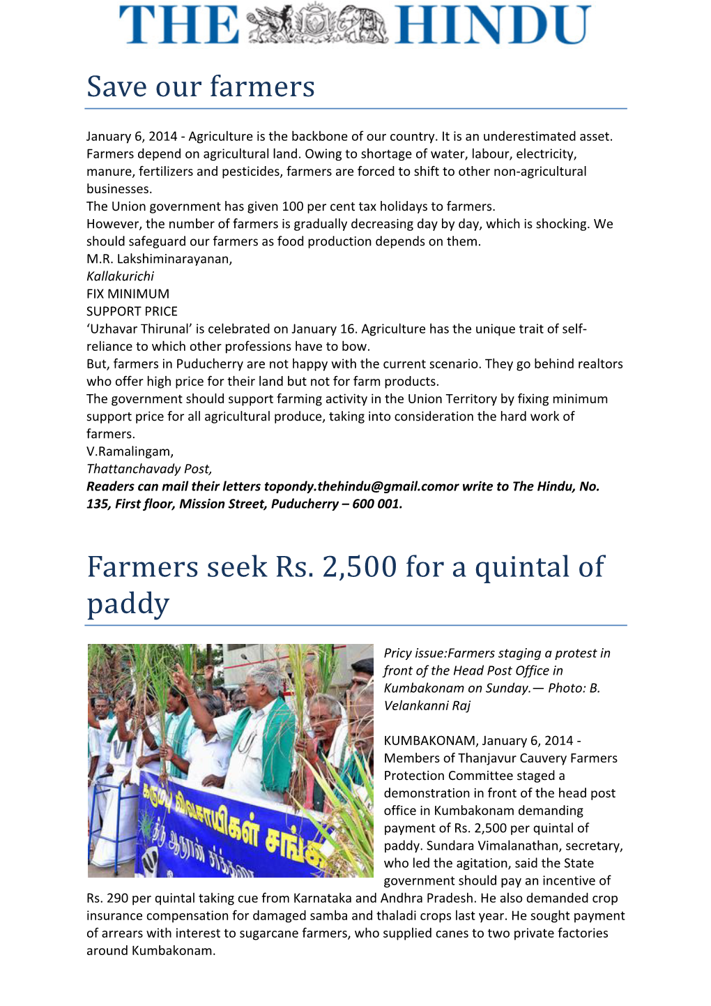 Save Our Farmers Farmers Seek Rs. 2,500 for a Quintal of Paddy