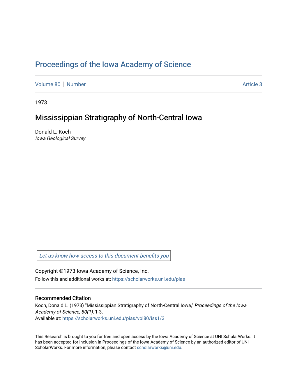 Mississippian Stratigraphy of North-Central Iowa